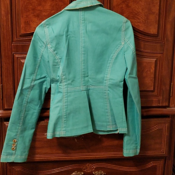Bebe Jacket Blazer Turquoise Size 4 - Picture 2 of 2